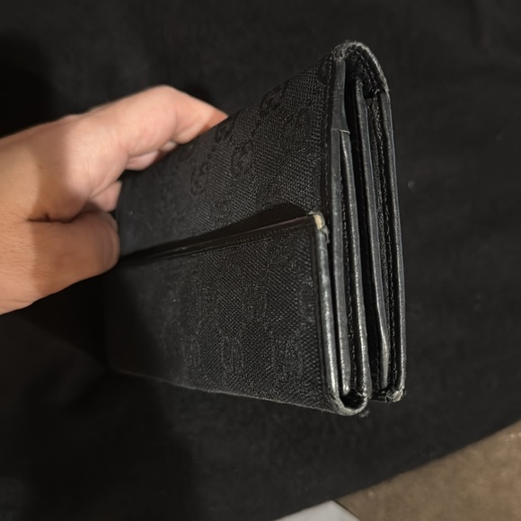 Women’s or Men's Black Monogram Canvas Gucci Vintage Long Wallet! Preloved 7/10 - Picture 16 of 17